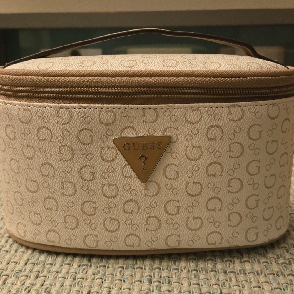 Guess Cream and Tan Cosmetic Bag